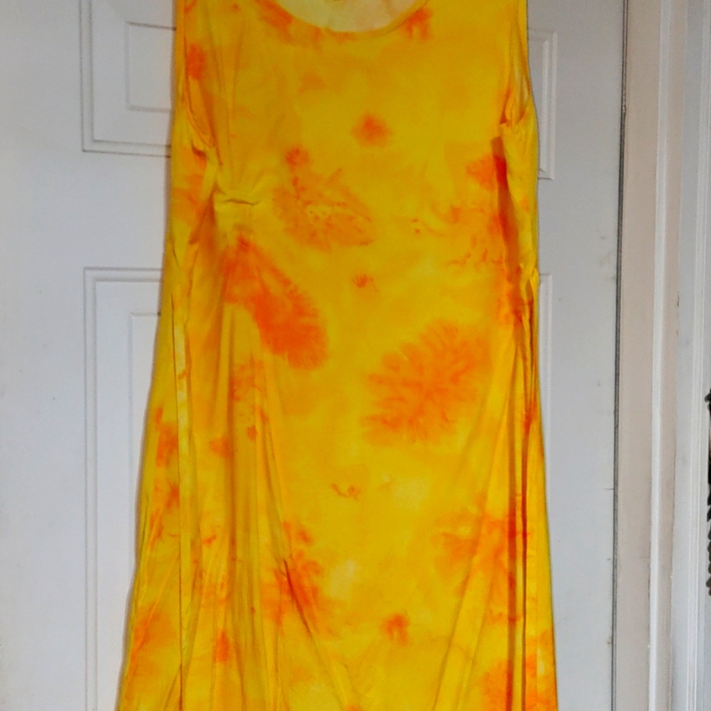 Woman yellow sun dress